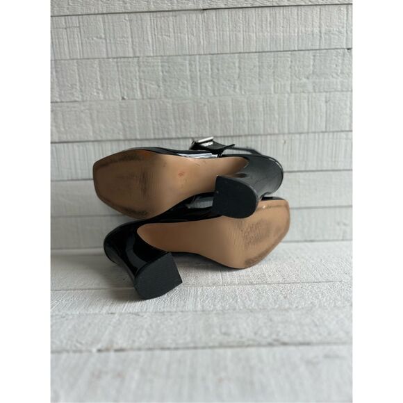 Madden Girl Black Patent Platform Mary Jane Slingback Heels 7.5M Square Toe Y2K - Picture 6 of 11